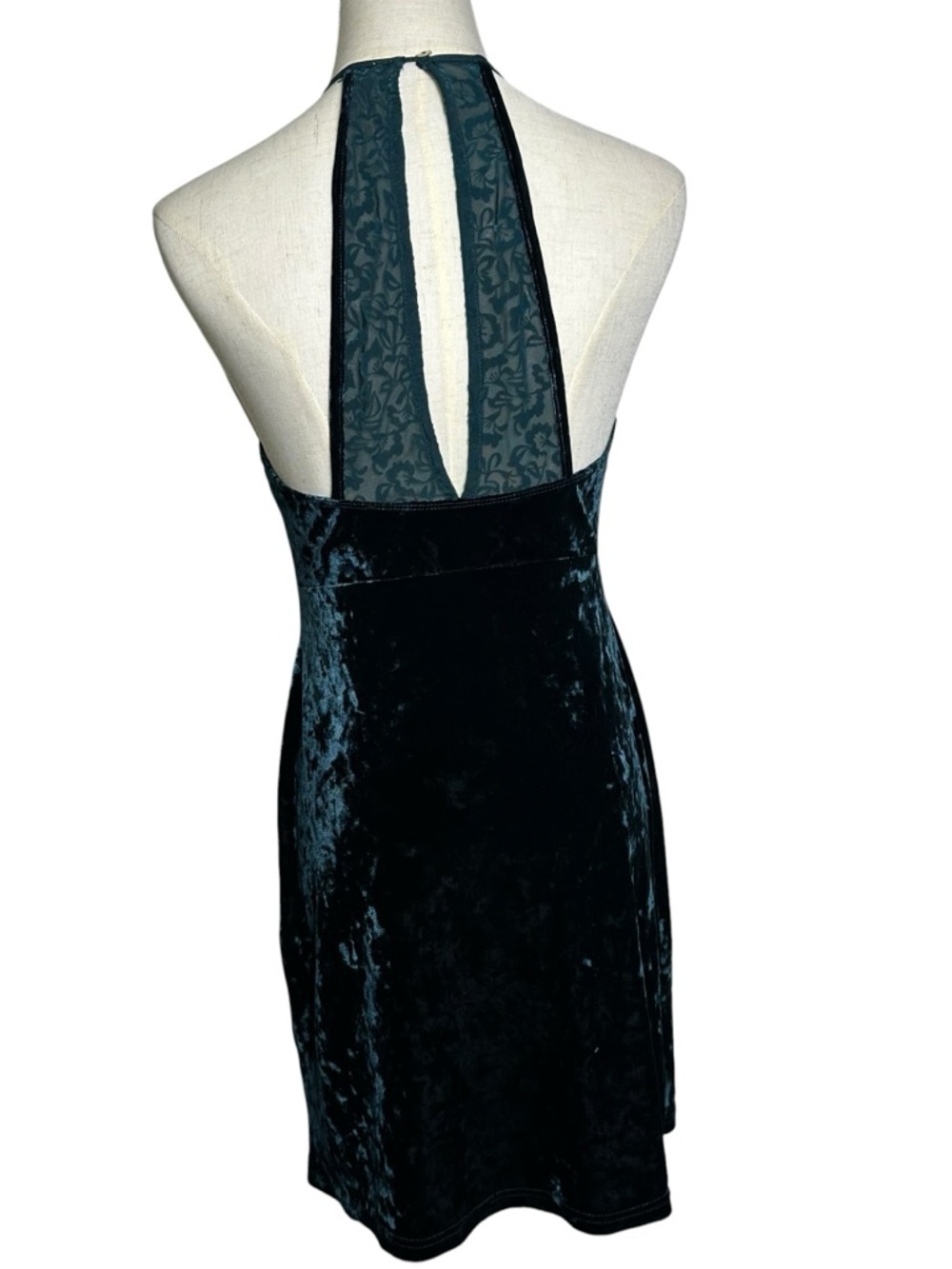Intimately Free People Medium Velvet Lace Sleeveless Mini Dress Emerald Green - Picture 3 of 11